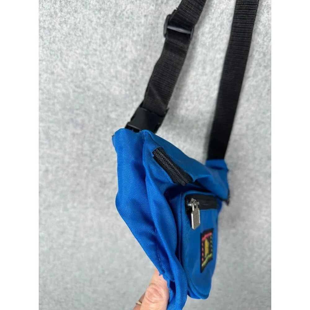 Vintage TA Blue Fanny Pack 90s Retro Multiple Pockets Adjustable Retro‎ Waist - Picture 16 of 16
